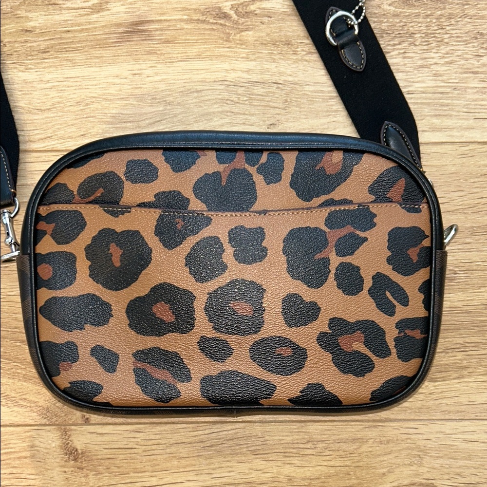 Coach Tan and Black Animal Print Crossbody Bag - Picture 4 of 5